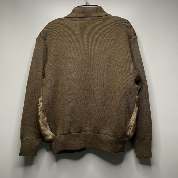 Vintage Jolipel Wool Blend Brown Jacket Sweater Open Collar XL - Picture 8 of 9